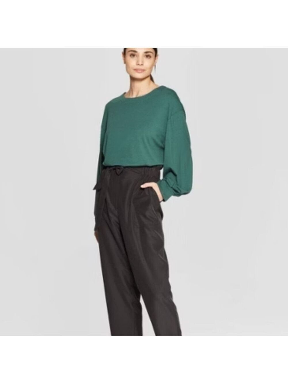 PROLOGUE WOMEN'S BALLOON DROP SLEEVE DARTED CUFF TOP SHIRT GREEN NWOT SIZE XL